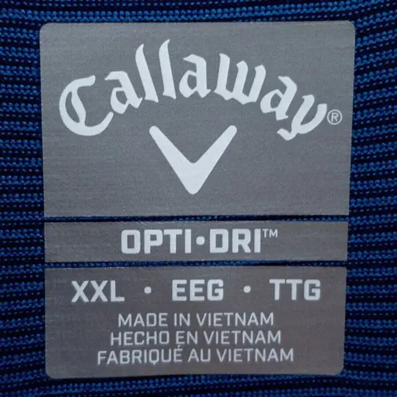Callaway Golf Polo Opti-Dri Mens XXL Shirt Blue Black Striped 3-Button New Tags - Picture 3 of 12